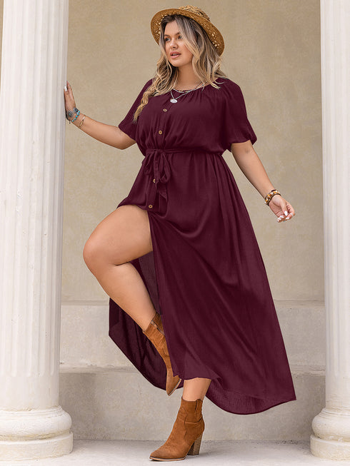 plus-size-round-neck-half-sleeve-dress OhSoStyled - Sophia's Style-5